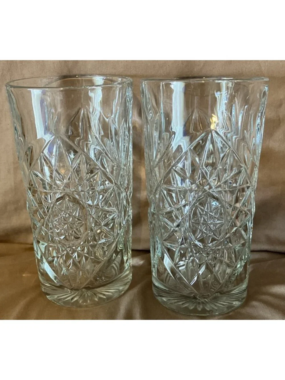 Set Of 2 Libbey Glass Hobstar 16 oz Highball Tumbler